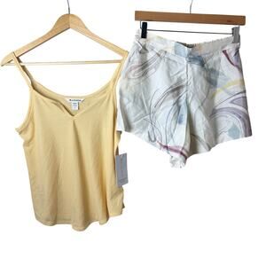 NWT Athleta Outfit Cami & Shorts Womens Small Wind Down Yellow Athleisure Lounge